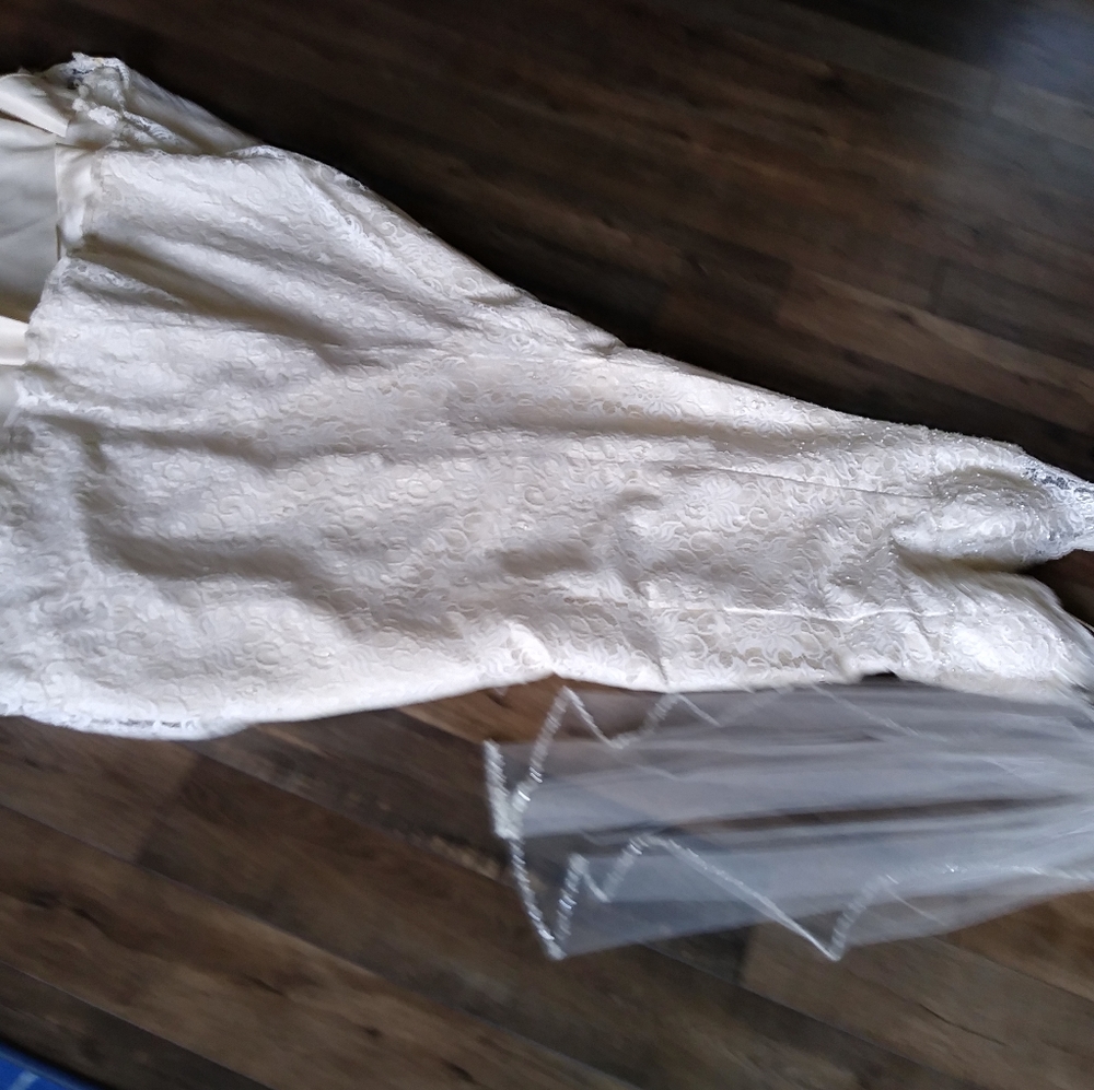 Wedding dress and veil hairpiece